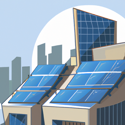 3. מבנה מסחרי המצויד במערכת סולארית נרחבת, הממחיש את הפוטנציאל הטמון באנרגיה מתחדשת במגזר העסקי.